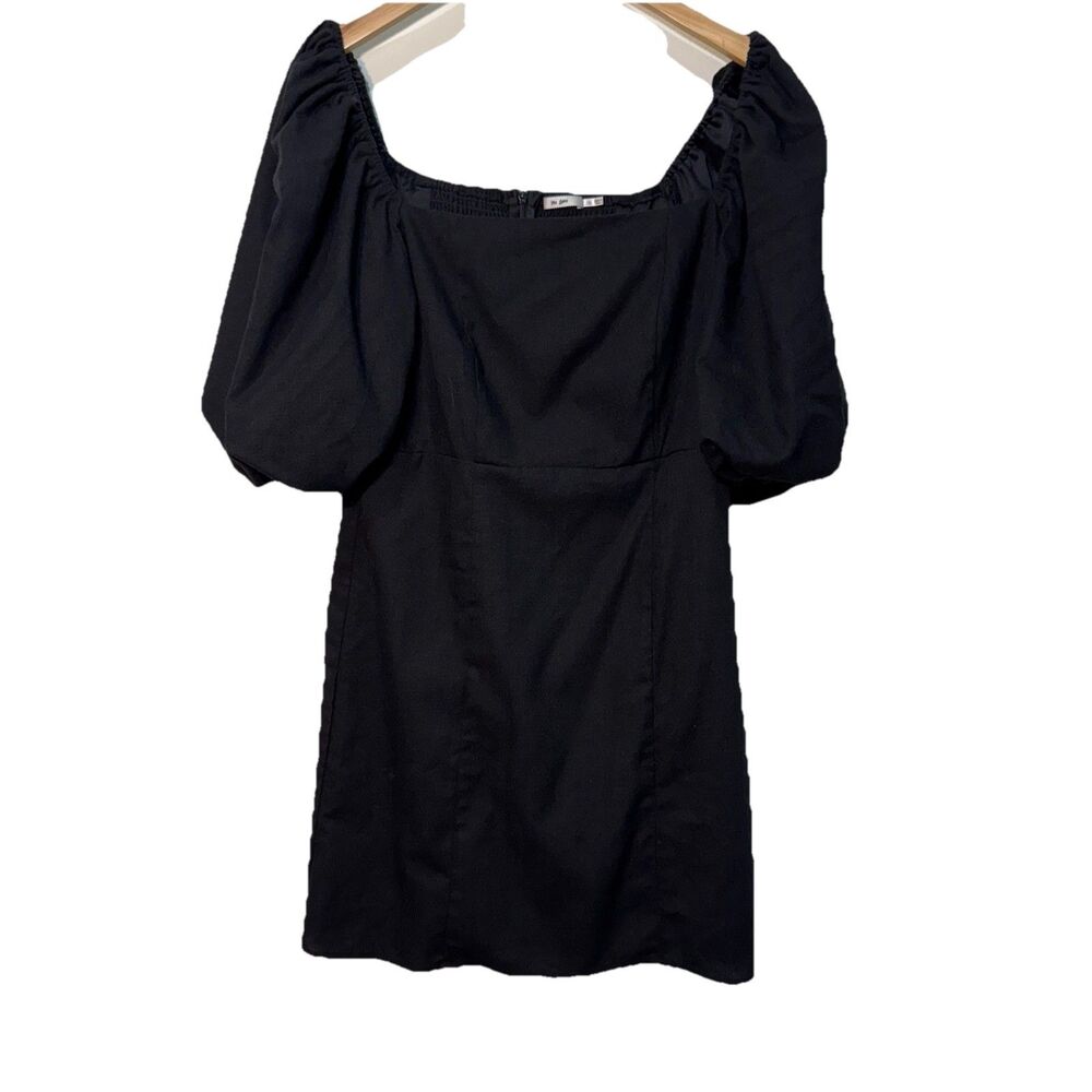 Women’s Milkmaid Dress Francesca's Mi Ami Puff Sleeve Black Sz Large EUC